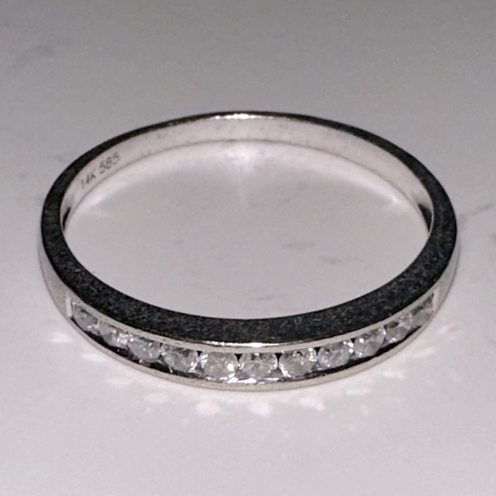 Classic White Gold Channel-Set Diamond Band
